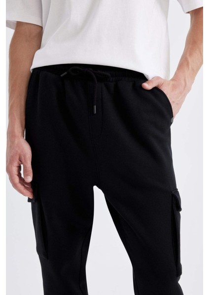 Regular Fit Jogger Eşofman Altı Kargo Cepli Basic Düz Beli Bağcıklı Lastikli Paça Y5533AZ24AU