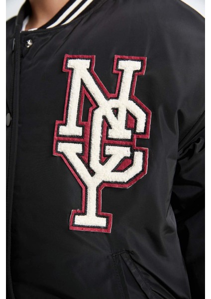 Kız Çocuk Su Geçirmez Kolej Yaka Çıtçıtlı Cepli Bomber Mont C5408A824AU