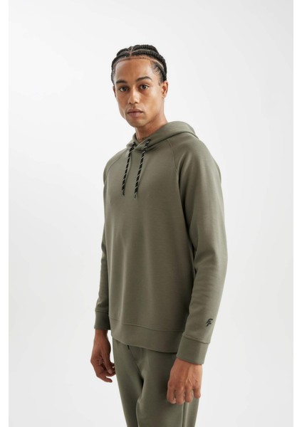 Fit Standart Fit Kapüşonlu Skuba Dalgıç Kumaş Sporcu Sweatshirt C0482AX24AU