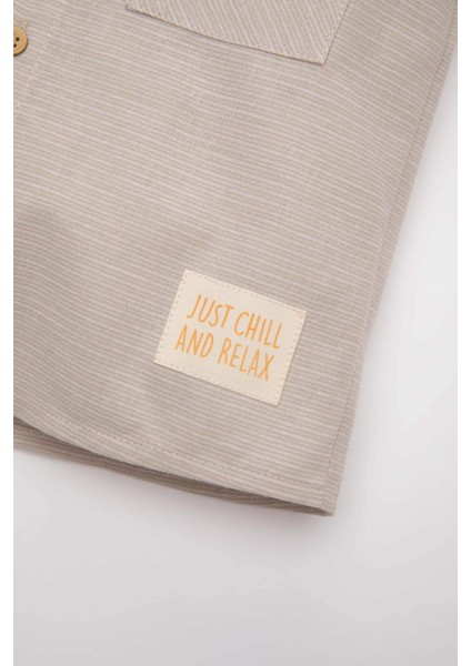 Erkek Bebek Dokuma Etiketli Kısa Kollu Basic Düz Gömlek C3417A524SM