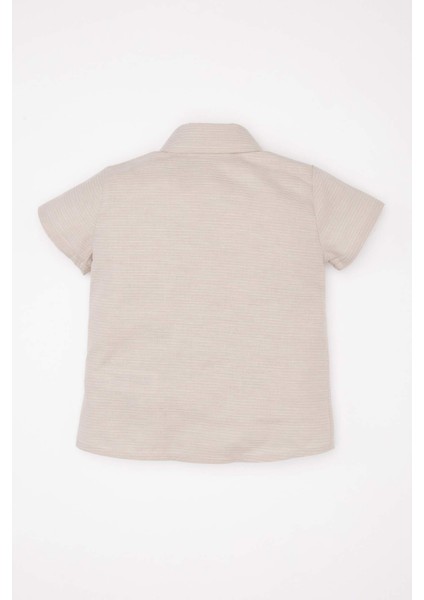 Erkek Bebek Dokuma Etiketli Kısa Kollu Basic Düz Gömlek C3417A524SM