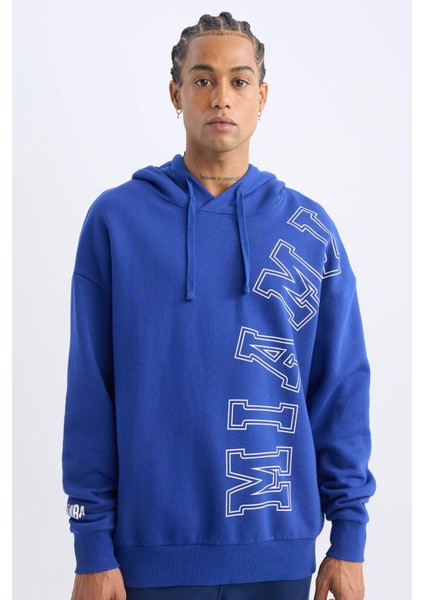 Fit NBA Miami Heat Oversize Geniş Kalıp Kapüşonlu Kalın Sweatshirt D0677AX24AU