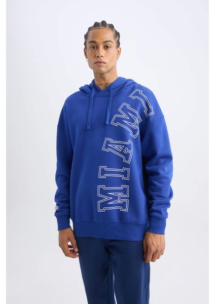 Fit NBA Miami Heat Oversize Geniş Kalıp Kapüşonlu Kalın Sweatshirt D0677AX24AU