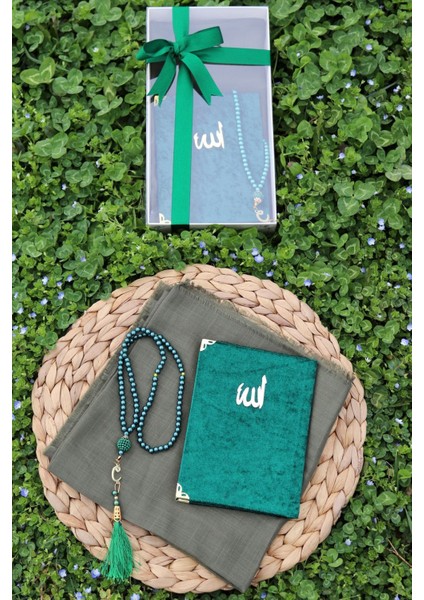 20 Adet Eşarplı Yasin Hediyelik Mevlid Seti Y201 Yeşil modelleri