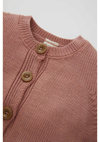 Kız Bebek Basic Düz Triko Bisiklet Yaka Düğmeli Hırka C7905A524AU