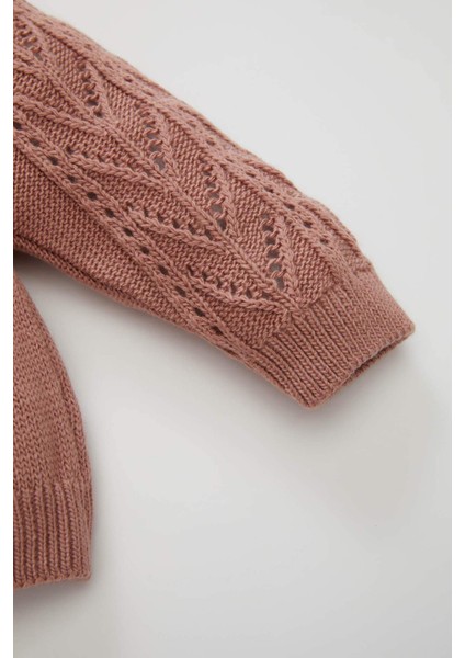 Kız Bebek Basic Düz Triko Bisiklet Yaka Düğmeli Hırka C7905A524AU