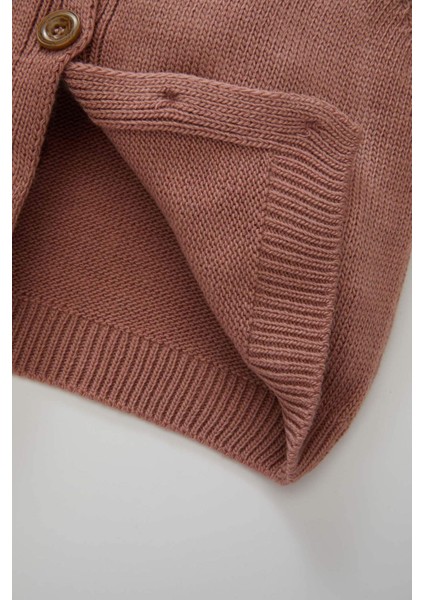 Kız Bebek Basic Düz Triko Bisiklet Yaka Düğmeli Hırka C7905A524AU