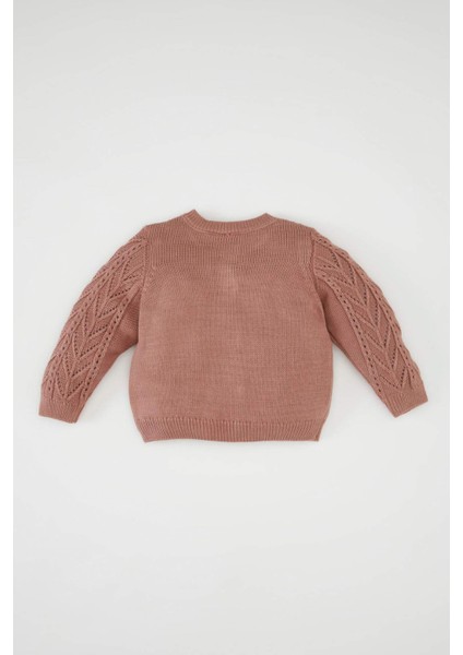 Kız Bebek Basic Düz Triko Bisiklet Yaka Düğmeli Hırka C7905A524AU