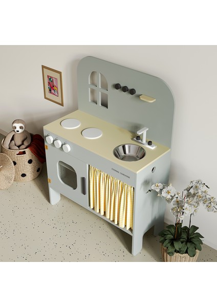 Eternal Sunshine Montessori Ahşap Mutfak Oyuncak Seti Doğal ve Güvenli Eğitici Ihlamur Yeşili fırsatları