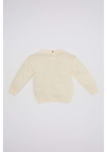 Kız Bebek Bisiklet Yaka Yılbaşı Temalı Triko Kazak C8418A524WN