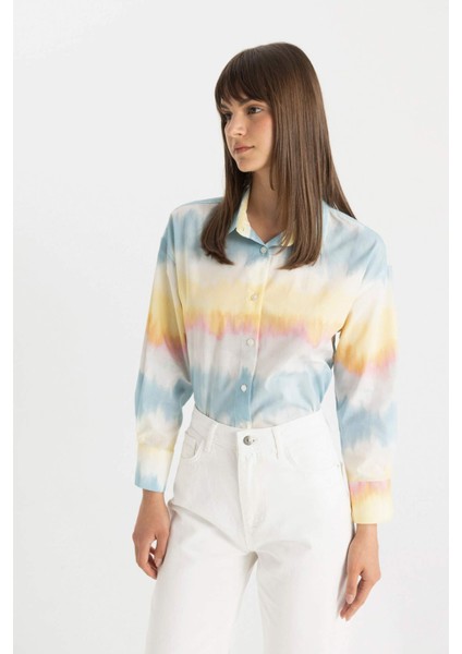 Relax Fit Degrade Pamuklu Uzun Kollu Gömlek Tunik