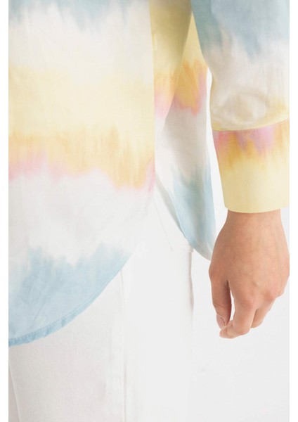 Relax Fit Degrade Pamuklu Uzun Kollu Gömlek Tunik