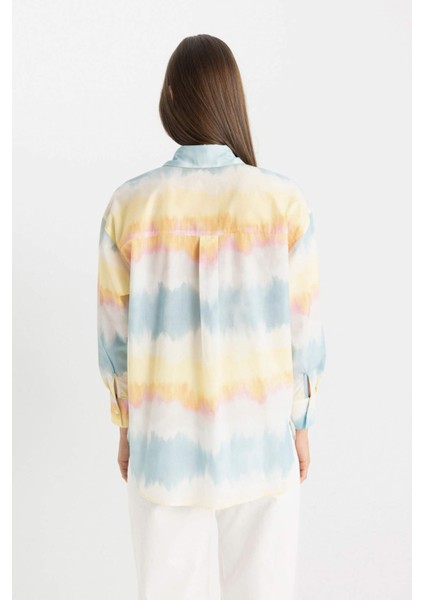 Relax Fit Degrade Pamuklu Uzun Kollu Gömlek Tunik