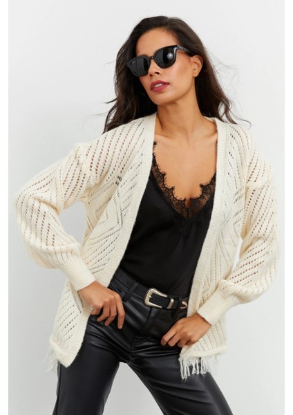 Kadın Ekru Ajurlu Hırka YV104-90 fırsatları