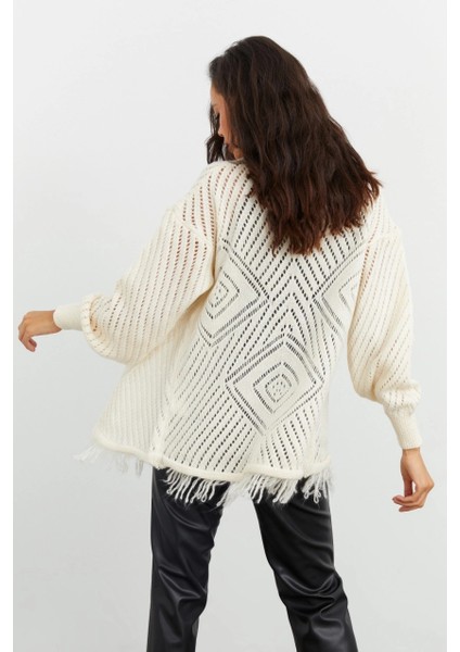 Kadın Ekru Ajurlu Hırka YV104-90 indirimleri