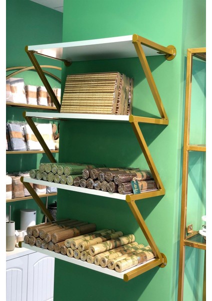 Duvara Monte Gold Boyalı Z Raflı Stand fiyatları