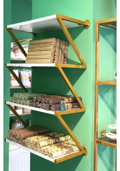 Duvara Monte Gold Boyalı Z Raflı Stand modelleri