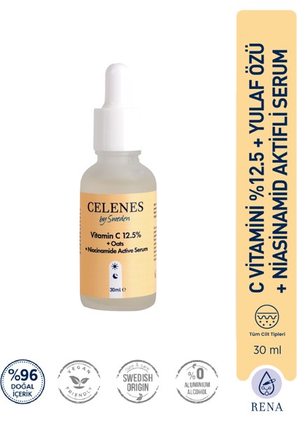 Celenes 12,5% C Vitamini + OATS + Niacinamide Yüz Serumu 30 ML fiyatları