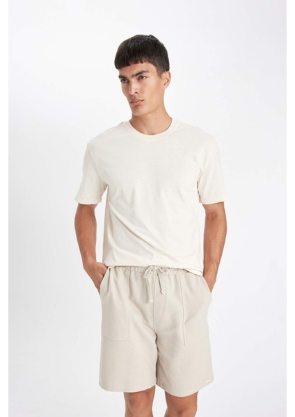 Slim Fit Dar Kesim Esnek Belli Basic Düz Şort B1382AX24SM