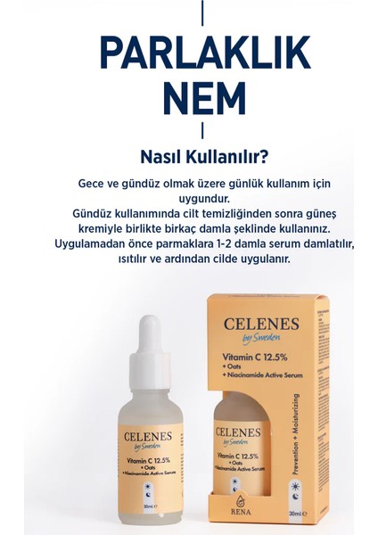 Celenes 12,5% C Vitamini + OATS + Niacinamide Yüz Serumu 30 ML modelleri