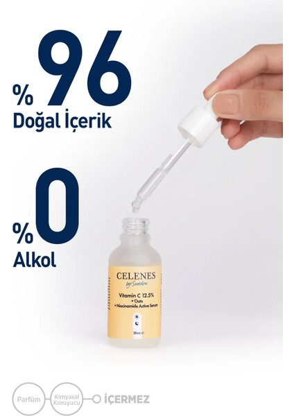 Celenes 12,5% C Vitamini + OATS + Niacinamide Yüz Serumu 30 ML