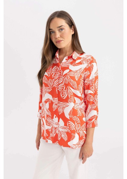 Loose Fit Desenli Uzun Kollu Gömlek U3684AZ24SM