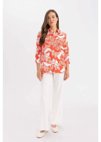 Loose Fit Desenli Uzun Kollu Gömlek U3684AZ24SM