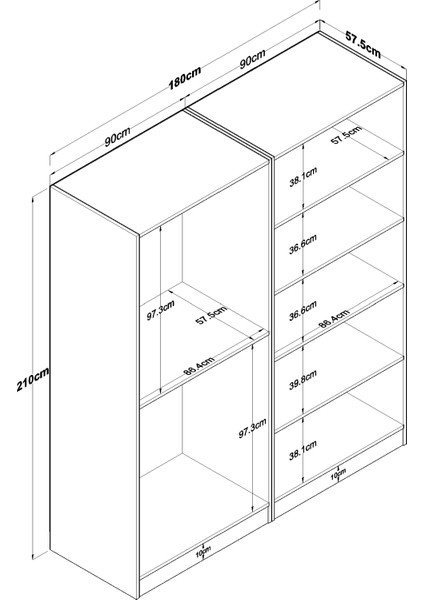 BA156 Geniş Gardırop Elbise Dolabı 4 Kapaklı 6 Raflı 2 Askılı Modüler Dolap Beyaz fiyatları