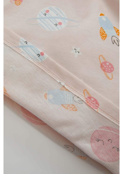 Kız Bebek Pijama Takım Desenli Penye Uzun Kollu Üst Beli Lastikli Uzun Alt C9637A524AU