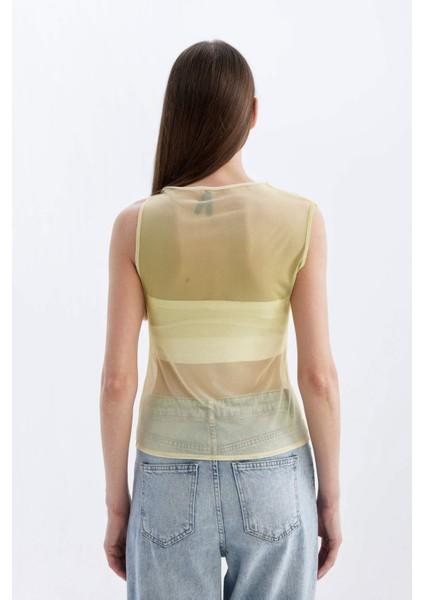 Slim Fit Dar Kesim Degaje Yaka Degrade Tül Atlet C9322AX24SM