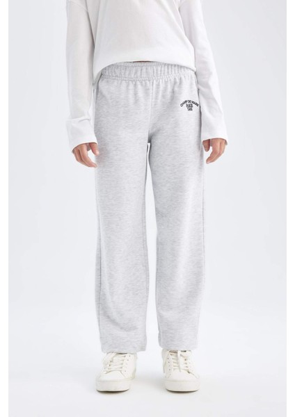 Kız Çocuk Carrot Fit Havuç Kesim Beli Lastikli Baskılı Eşofman Altı