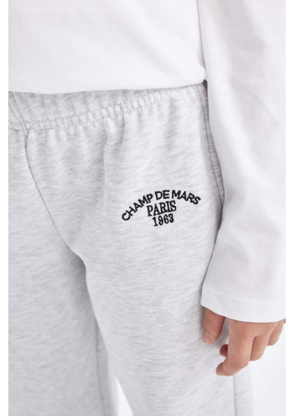 Kız Çocuk Carrot Fit Havuç Kesim Beli Lastikli Baskılı Eşofman Altı