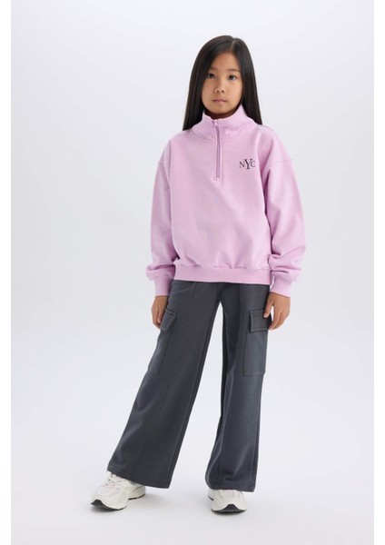 Kız Çocuk Wide Leg Bol Geniş Paça Kargo Cepli Eşofman Altı D0744A824AU