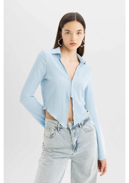 Coool Fitted Bürümcük Uzun Kollu Gömlek C1889AX24SP