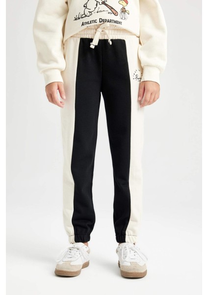 Kız Çocuk Renk Bloklu Beli Paçası Lastikli Jogger Eşofman Altı