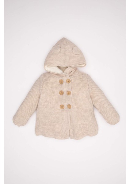 Kız Bebek Triko İçi Polarlı Kapüşonlu Düğmeli Hırka A4071A524AU