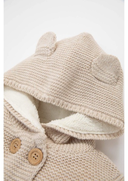 Kız Bebek Triko İçi Polarlı Kapüşonlu Düğmeli Hırka A4071A524AU