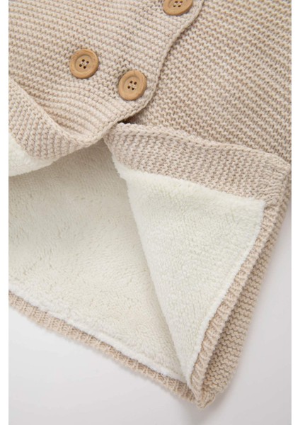 Kız Bebek Triko İçi Polarlı Kapüşonlu Düğmeli Hırka A4071A524AU