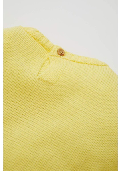 Kız Bebek Kalp Desenli Bisiklet Yaka Triko Kazak C8089A524AU