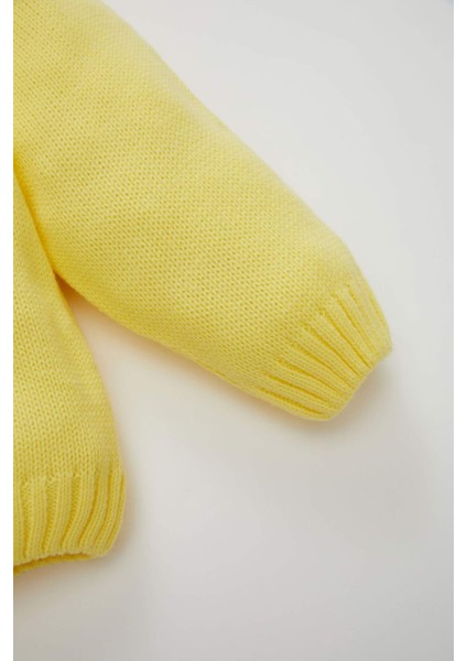 Kız Bebek Kalp Desenli Bisiklet Yaka Triko Kazak C8089A524AU