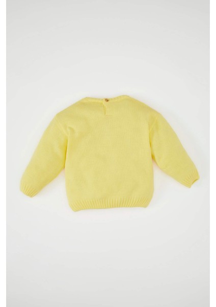 Kız Bebek Kalp Desenli Bisiklet Yaka Triko Kazak C8089A524AU