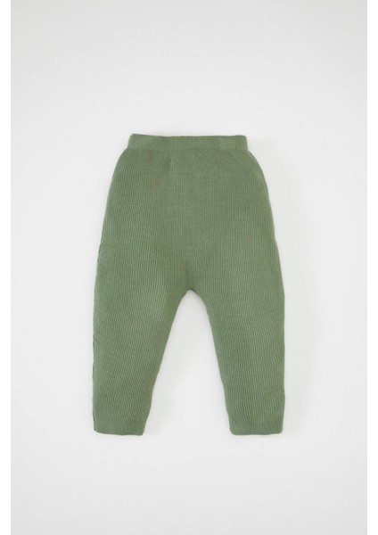 Erkek Bebek 2'li Takım Basic Düz Düğmeli Uzun Kollu Triko Hırka Beli Lastikli Triko Alt C9594A524AU