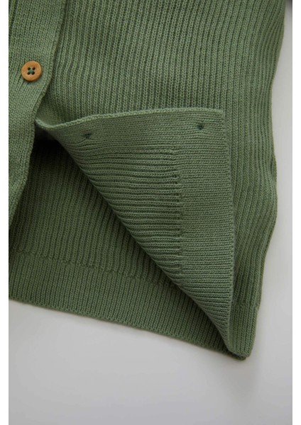 Erkek Bebek 2'li Takım Basic Düz Düğmeli Uzun Kollu Triko Hırka Beli Lastikli Triko Alt C9594A524AU