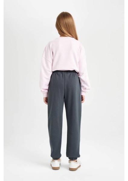 Kız Çocuk Barbie Beli Paçası Lastikli Cepli Jogger Eşofman Altı D0742A824AU