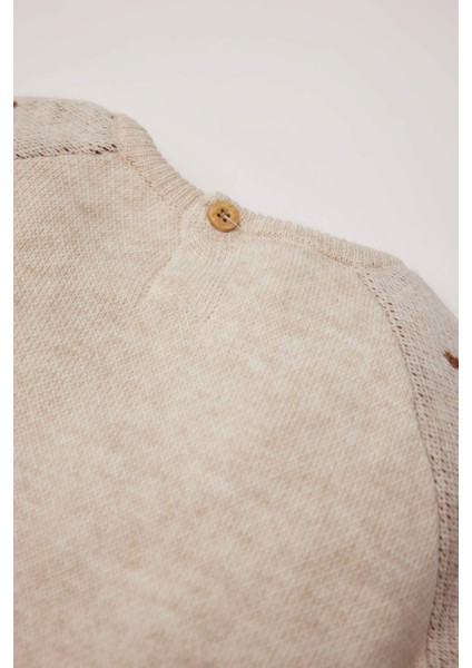 Erkek Bebek 2'li Takım Yeni Yıl Baskılı Uzun Kollu Triko Kazak Beli Lastikli Alt