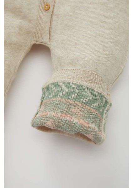 Kız Bebek Yenidoğan Düğmeli Çiçek Desenli Uzun Kollu Tulum C9765A524WN