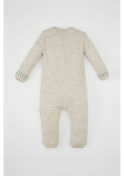 Kız Bebek Yenidoğan Düğmeli Çiçek Desenli Uzun Kollu Tulum C9765A524WN