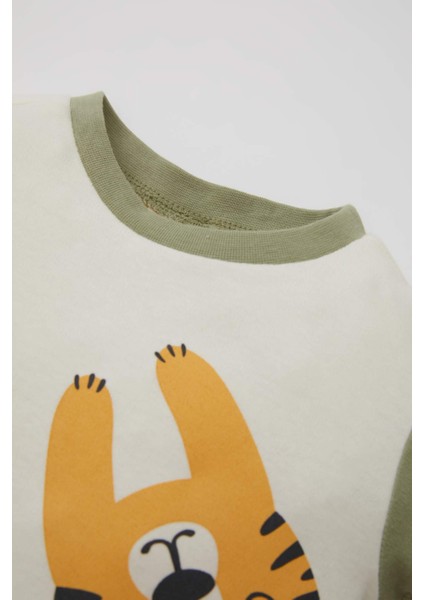 Erkek Bebek Pijama Takımı Kaplan Baskılı Penye Kısa Kollu Üst Beli Lastikli Uzun Alt C0732A524SM