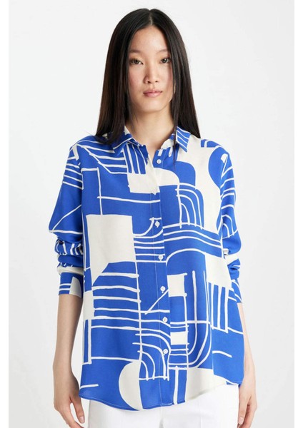 Regular Fit Desenli Uzun Kollu Gömlek I8266AZ24SP