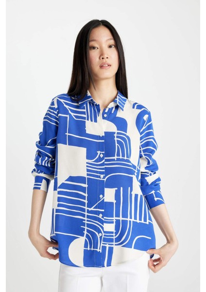 Regular Fit Desenli Uzun Kollu Gömlek I8266AZ24SP